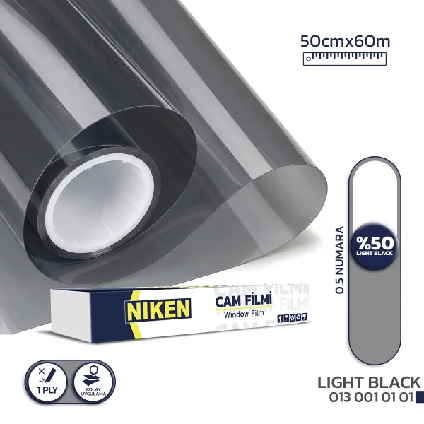 Niken Cam Filmi Çizilmez 50 Cm X 60 M Light Black