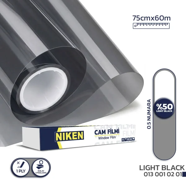 Niken Cam Filmi Çizilmez 75 Cm X 60 M Light Black