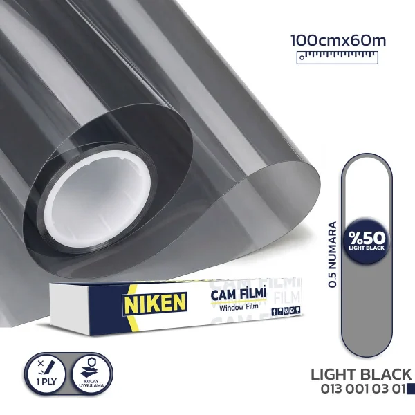 Niken Cam Filmi Çizilmez 100 Cm X 60 M Light Black