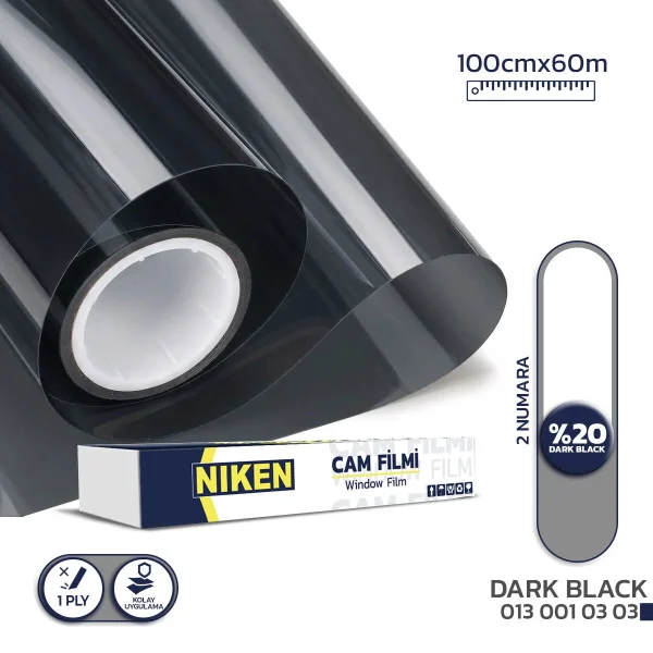 Niken Cam Filmi Çizilmez 100 Cm X 60 M Dark Black