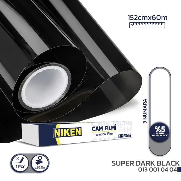 Niken Cam Filmi Çizilmez 152 Cm X 60 M Super Dark Black