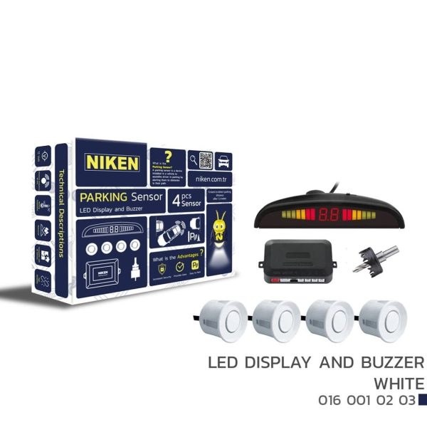 Niken Park Sensörü Led Ekran Ses İkazlı Beyaz Universal 22 mm