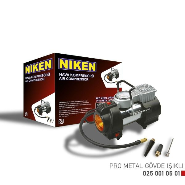 Niken Hava Kompresörü Pro Serisi Metal Gövde Işıklı 150 PSI 12V