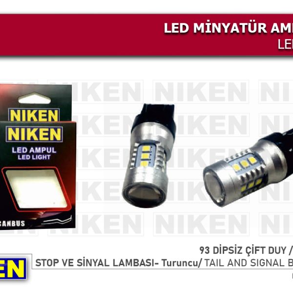 Niken Led Ampul 93 Dipsiz Çift Duy Canbus Led (T20) TRNC