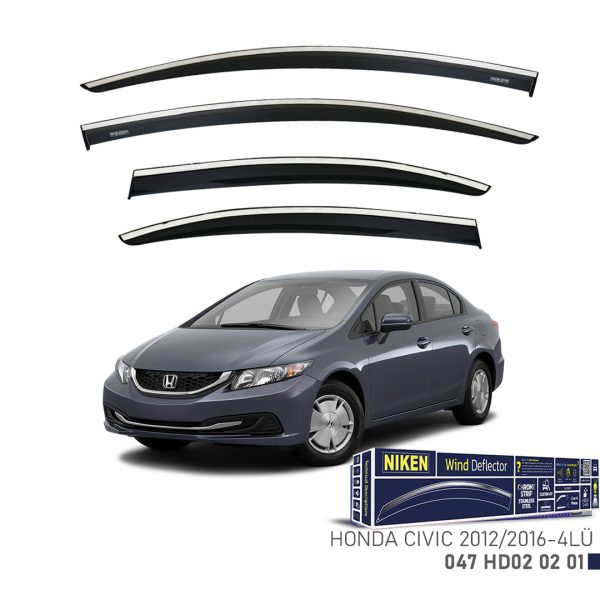 Niken Honda Civic 2012-2016 Kromlu Cam Rüzgarlığı 4 LÜ