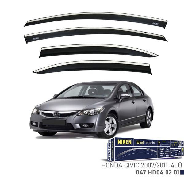 Niken Honda Civic 2007-2011 Kromlu Cam Rüzgarlığı 4 LÜ