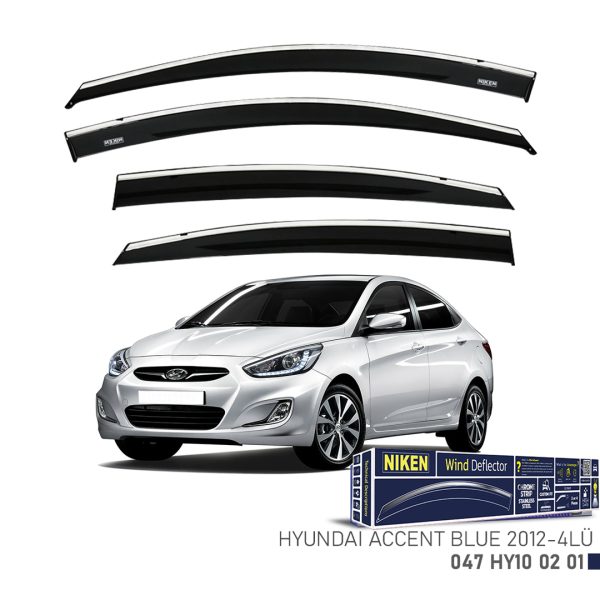 Niken Hyundai Accent Blue 2012- Kromlu Cam Rüzgarlığı 4 LÜ