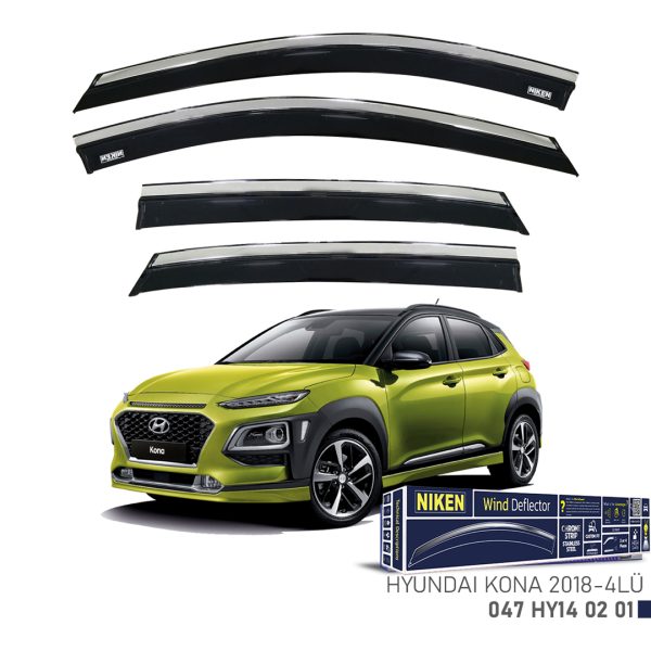 Niken Hyundai Kona 2018- Kromlu Cam Rüzgarlığı 4 LÜ