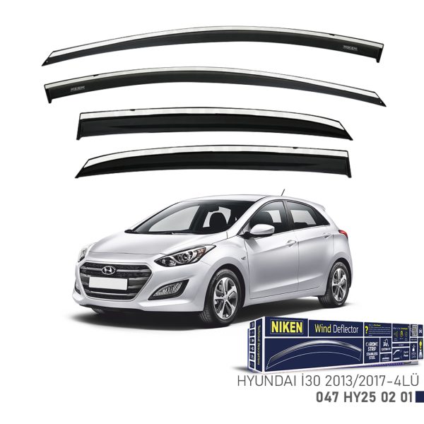 Niken Hyundai i30 2013-2017 Kromlu Cam Rüzgarlığı 4 LÜ