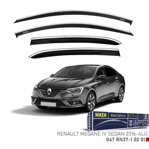 Niken Renault Megane IV 2016- Sedan Kromlu Cam Rüzgarlığı 4 LÜ