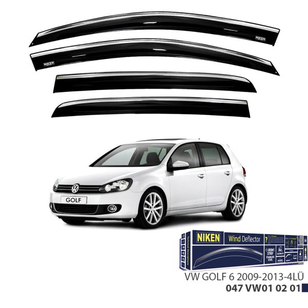 Niken VW Golf 6 2009-2013 Kromlu Cam Rüzgarlığı 4 LÜ