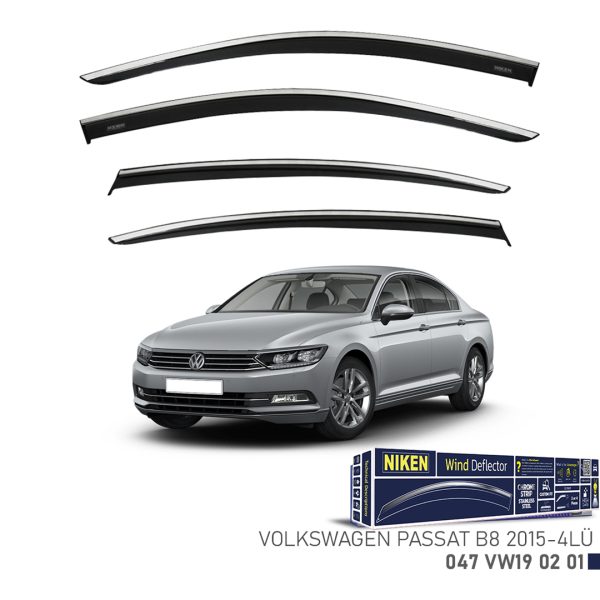 Niken VW Passat B8 2015- Kromlu Cam Rüzgarlığı 4 LÜ