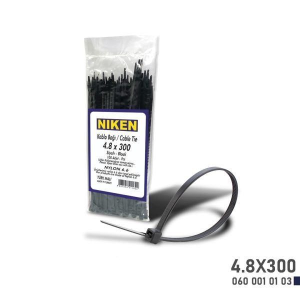 Niken Kablo Bağı Siyah 4,8X300 (100 Adet)