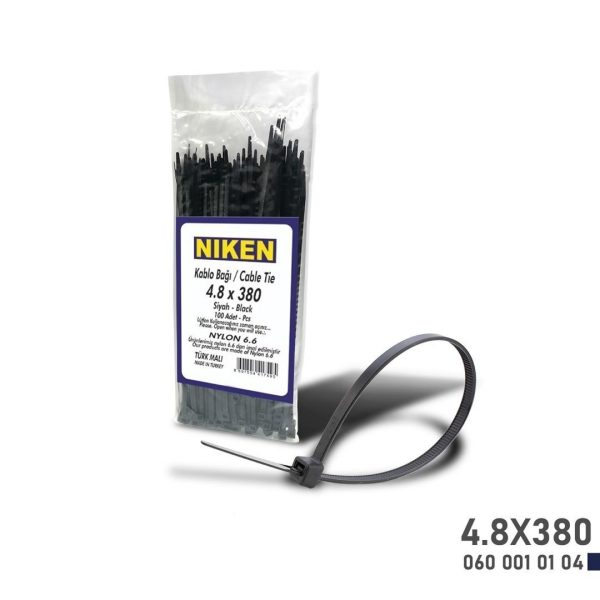 Niken Kablo Bağı Siyah 4,8X380 100 Adet