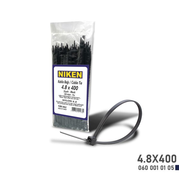 Niken Kablo Bağı Siyah 4,8X400 (100 Adet)