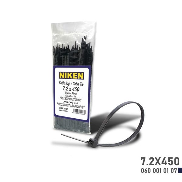 Niken Kablo Bağı Siyah 7,2X450 100 Adet