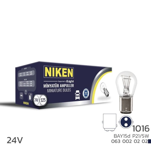 Niken 1016 Ampul ŞT 24V (P21/5W) BAY15D 10'Lu
