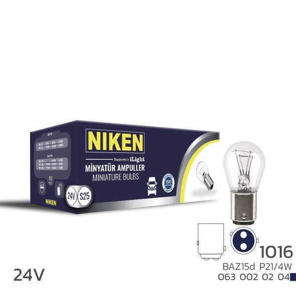 Niken 1016 Ampul YT 24V (P21/4W) BAZ15D 10'Lu