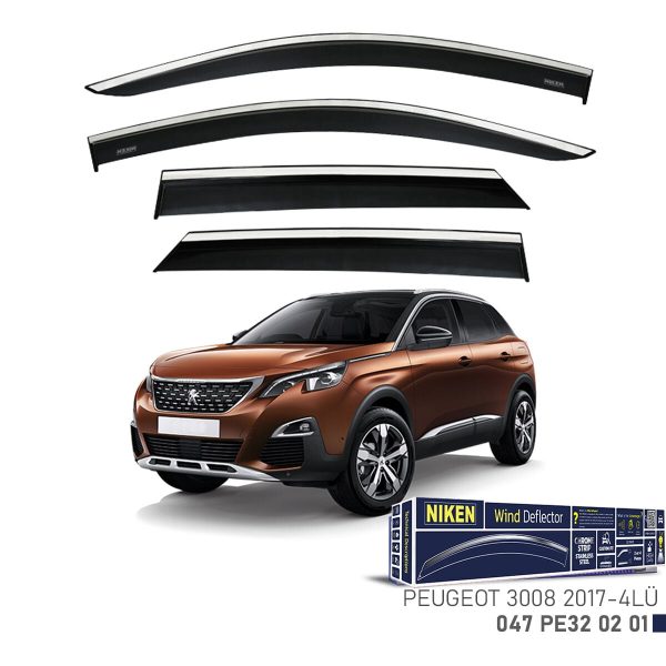 Niken Peugeot 3008 Cam Rüzgarlığı Kromlu (2017+) 4'lü Set