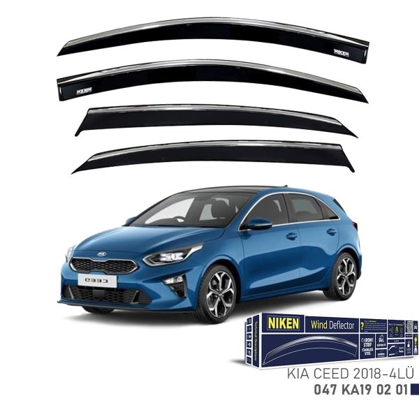 Niken Kia Ceed Cam Rüzgarlığı Kromlu (2018+) 4'lü Set
