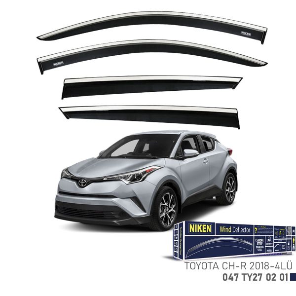 Niken Toyota CHR Cam Rüzgarlığı Kromlu (2018+) 4'lü Set