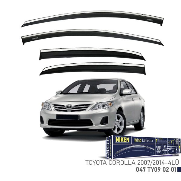 Niken Toyota Corolla Cam Rüzgarlığı Kromlu (2007-2014) 4'lü Set