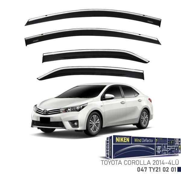 Niken Toyota Corolla Cam Rüzgarlığı Kromlu (2014+) 4'lü Set