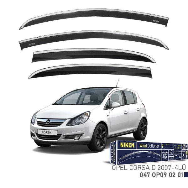 Niken Opel Corsa D Cam Rüzgarlığı Kromlu (2007+) 4'lü Set