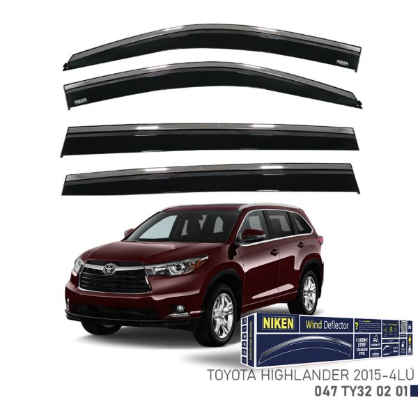 Niken Toyota Highlander Cam Rüzgarlığı Kromlu (2015+) 4'lü Set