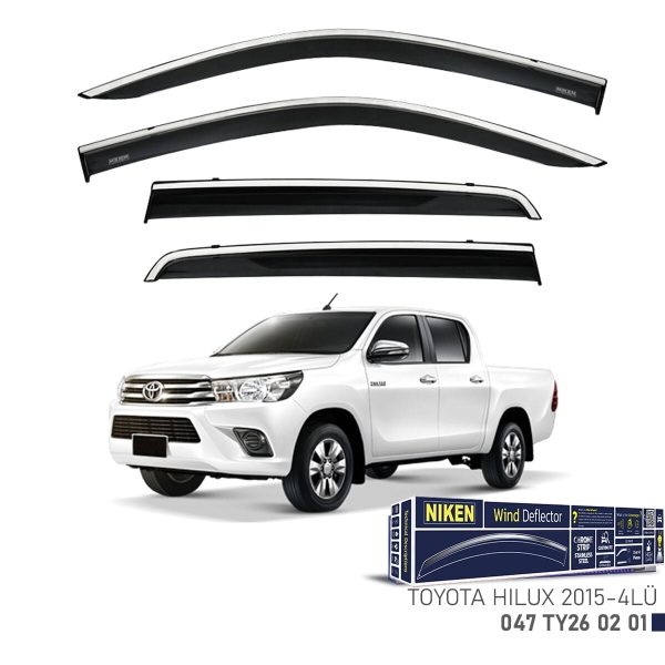 Niken Toyota Hilux Cam Rüzgarlığı Kromlu (2015+) 4'lü Set