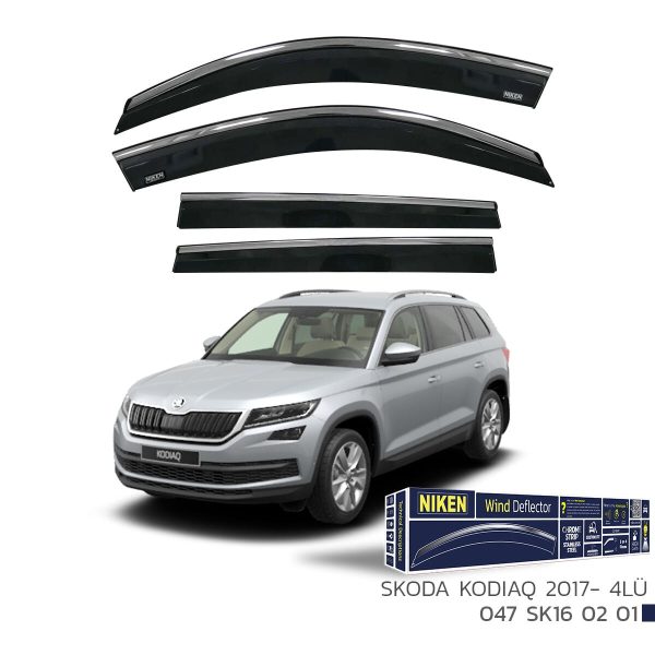 Niken Skoda Kodiaq Cam Rüzgarlığı Kromlu (2017+) 4'lü Set