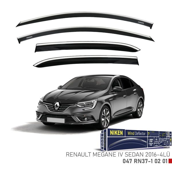 Niken Renault Megane 4 Sedan Cam Rüzgarlığı Kromlu (2016+) 4'lü Set