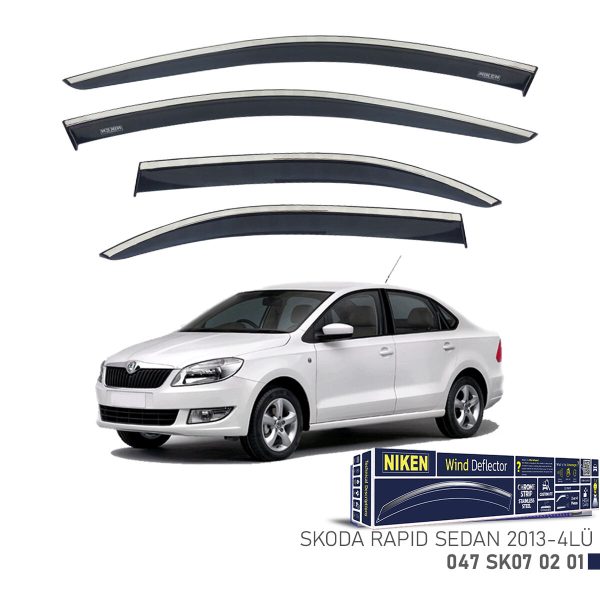 Niken Skoda Rapid Sedan Cam Rüzgarlığı Kromlu (2013+) 4'lü Set