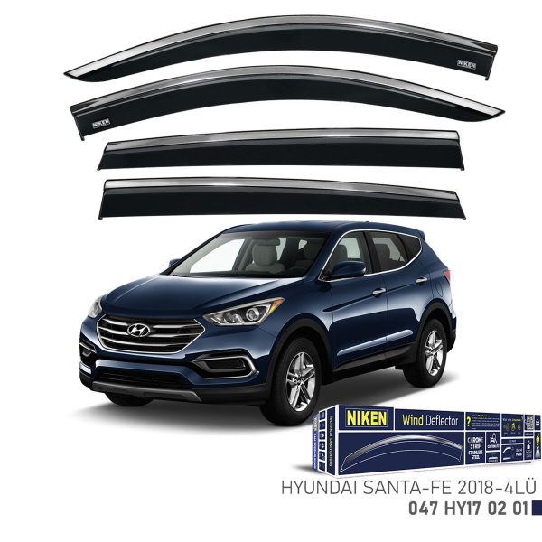 Niken Hyundai Santa Fe Cam Rüzgarlığı Kromlu (2018+) 4'lü Set