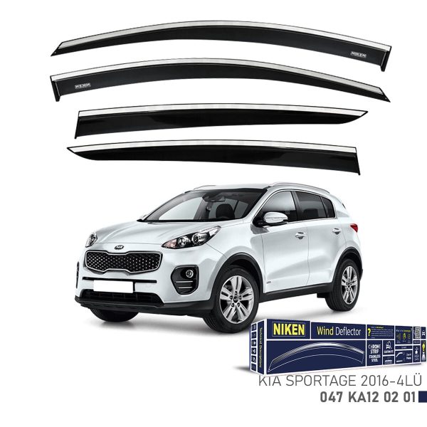 Niken Kia Sportage Cam Rüzgarlığı Kromlu (2016+) 4'lü Set