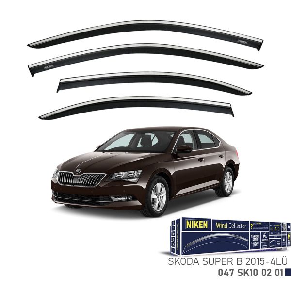 Niken Skoda Superb Cam Rüzgarlığı Kromlu (2015+) 4'lü Set