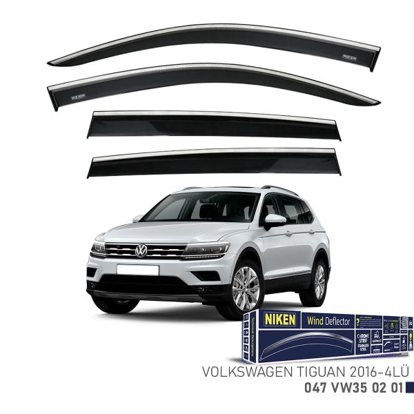 Niken VW Tiguan Cam Rüzgarlığı Kromlu (2016+) 4'lü Set