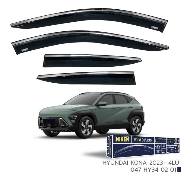 Niken Hyundai Kona 2023- Kromlu Cam Rüzgarlığı 4 LÜ