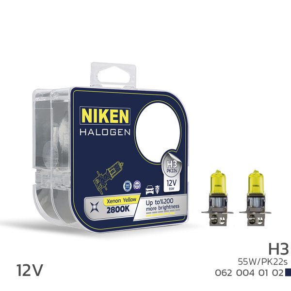 Niken 12V H3 55W Sarı Işık Ampul PK22s 2800K