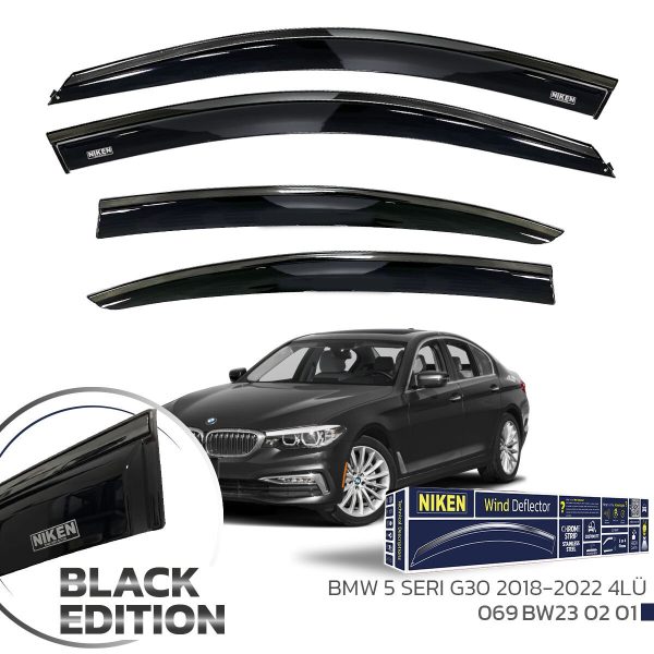Niken Bmw 5 Serisi G30 Cam Rüzgarlığı Siyah Kromlu 2018-2022 4'Lü