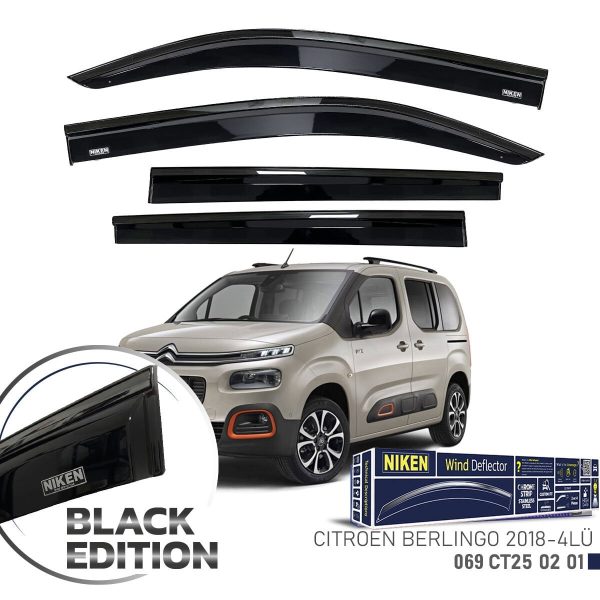 Niken Citroen Berlingo Cam Rüzgarlığı Siyah Kromlu 2018- 4'Lü