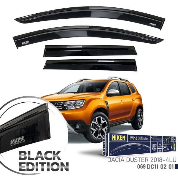 Niken Dacia Duster Cam Rüzgarlığı Siyah Kromlu 2018- 4'Lü