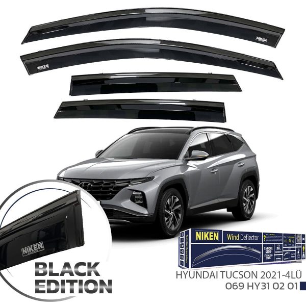 Niken Hyundai Tucson Cam Rüzgarlığı Siyah Kromlu 2021- 4'Lü
