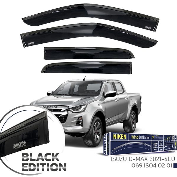 Niken Isuzu D-Max Cam Rüzgarlığı Siyah Kromlu 2021- 4'Lü