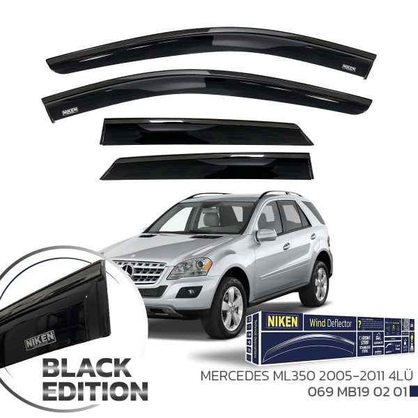 Niken Mercedes ML350 Cam Rüzgarlığı Siyah Kromlu 2005-2011 4'Lü