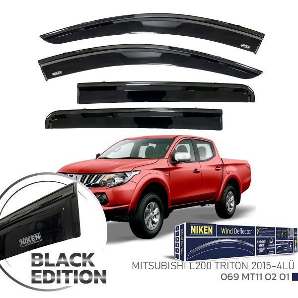 Niken Mitsubishi L200 Cam Rüzgarlığı Siyah Kromlu 2015- 4'Lü