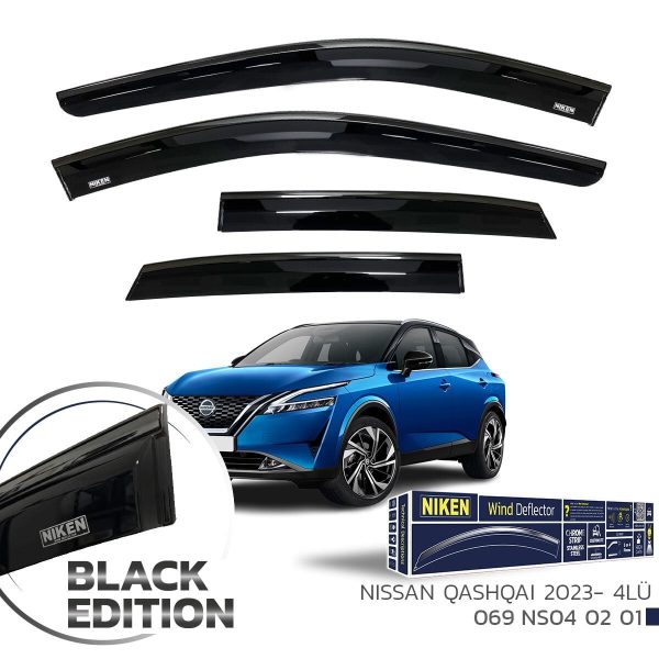 Niken Nissan Qashqai Cam Rüzgarlığı Siyah Kromlu 2023- 4'Lü