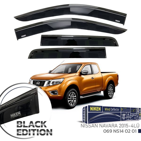 Niken Nissan Navara Cam Rüzgarlığı Siyah Kromlu 2015- 4'lü