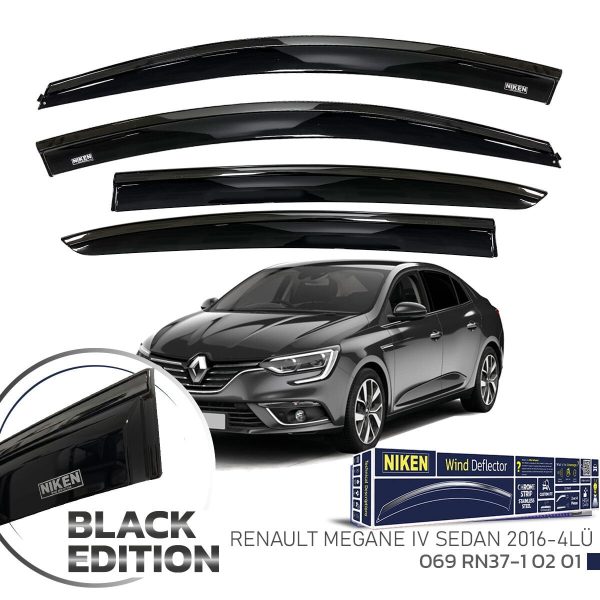 Niken Renault Megane 4 Cam Rüzgarlığı Sedan Siyah Kromlu 2016- 4'lü
