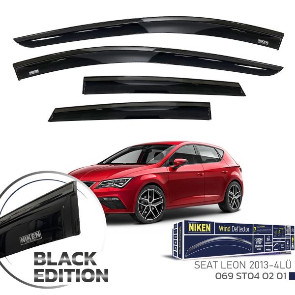 Niken Seat Leon Cam Rüzgarlığı Siyah Kromlu 2013- 4'lü
